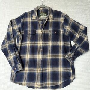 Field & Stream Flannel Shirt XL Mens Cotton Tall Plaid Blue Long Sleeve Heavy